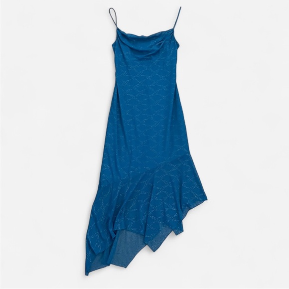 City Triangles Vintage 90s Y2K Glitter Asymmetrical Midi Dress - Picture 2 of 5